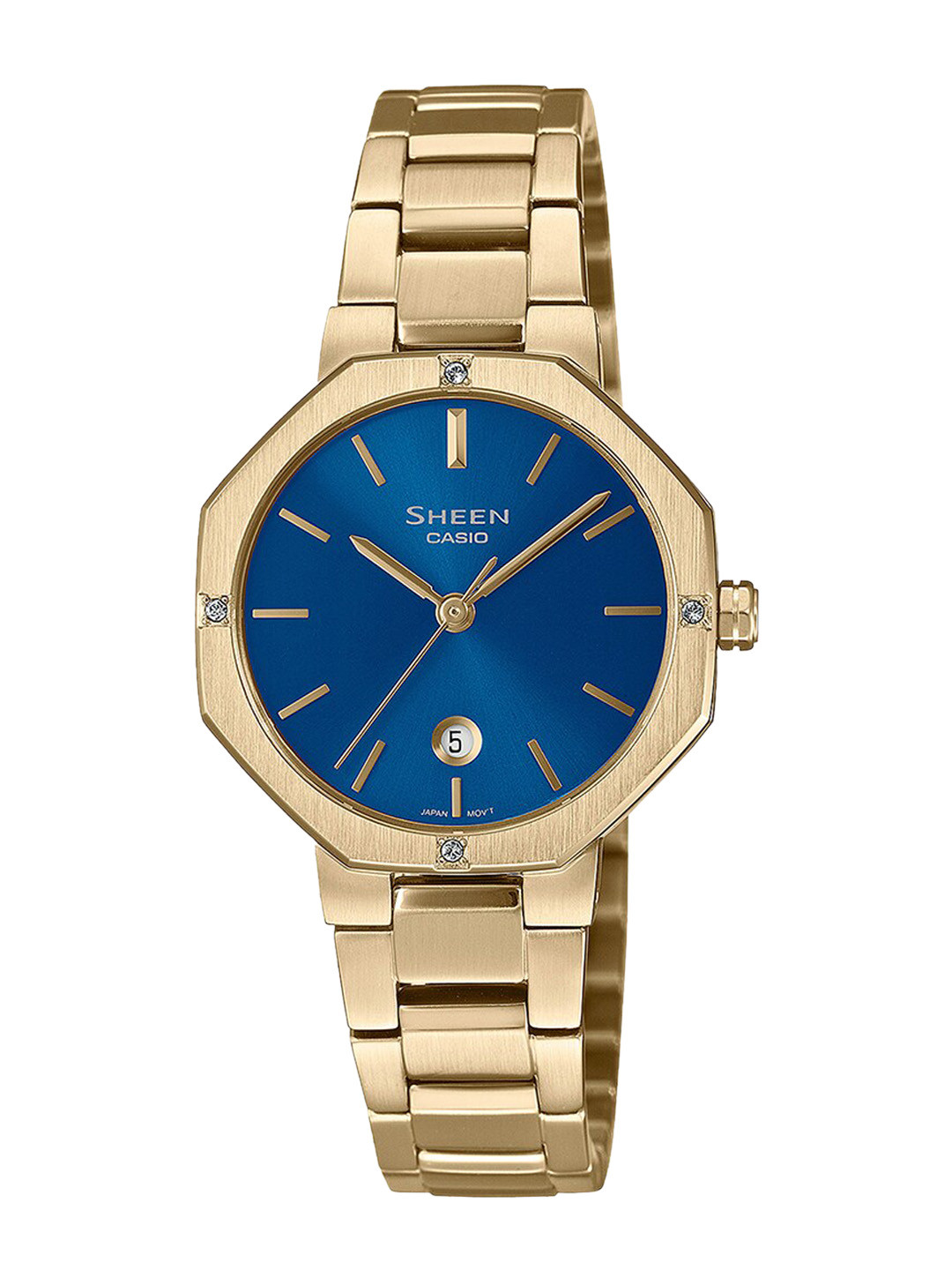 Buy CASIO Women Blue Dial & Gold Toned Stainless Straps Analogue Watch