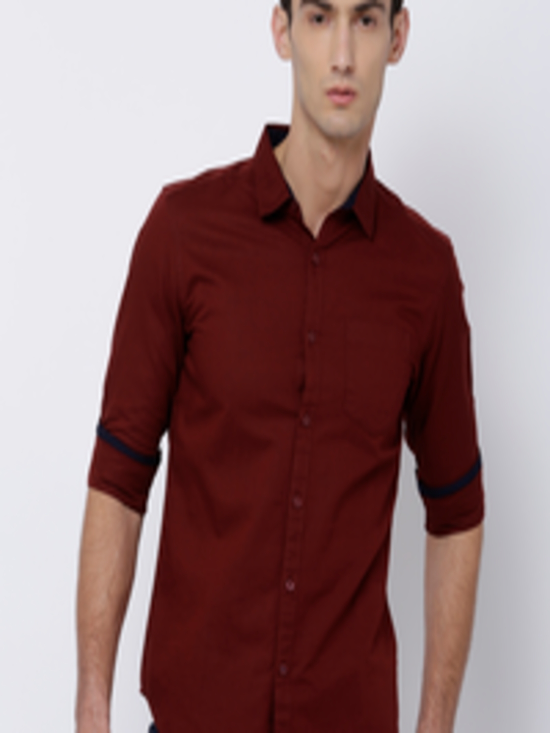 Buy Black Coffee Men Maroon Slim Fit Solid Casual Shirt - Shirts for ...