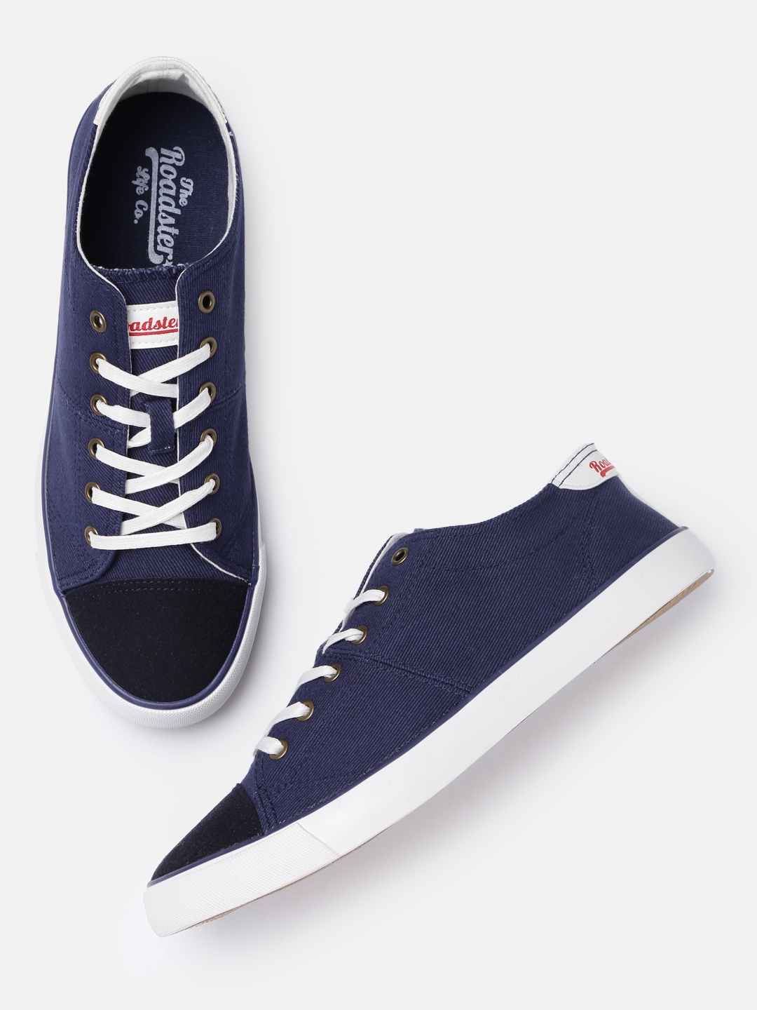 red white and navy blue sneakers