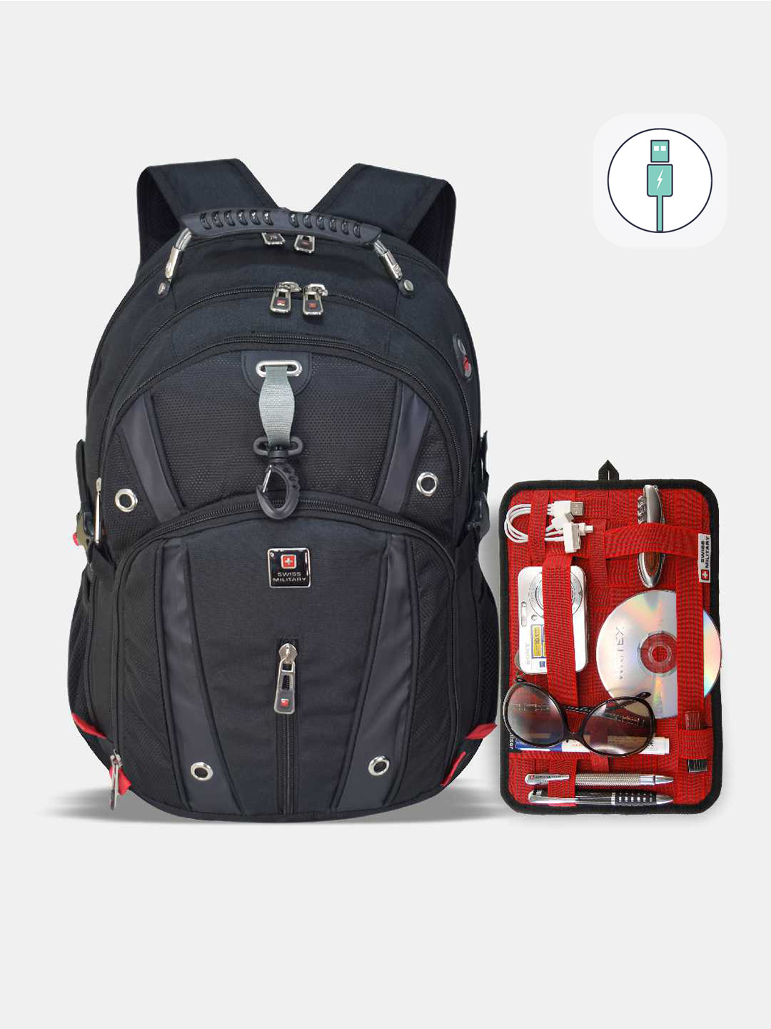 Buy SWISS MILITARY Laptop Backpack & Free Flow Organizer Backpacks