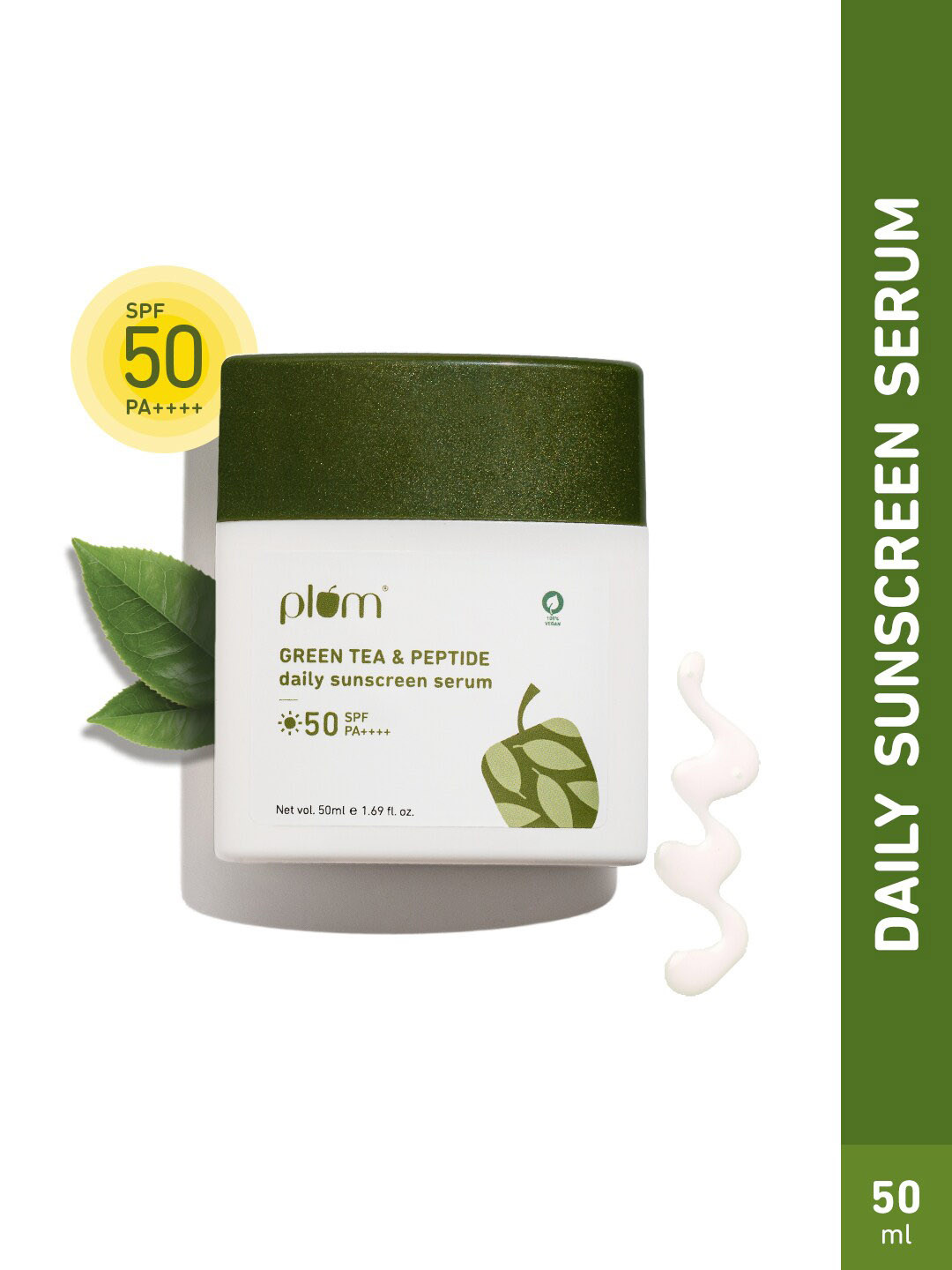 Buy Plum Green Tea & Peptide Sheer Tinted Sunscreen Serum With SPF 50