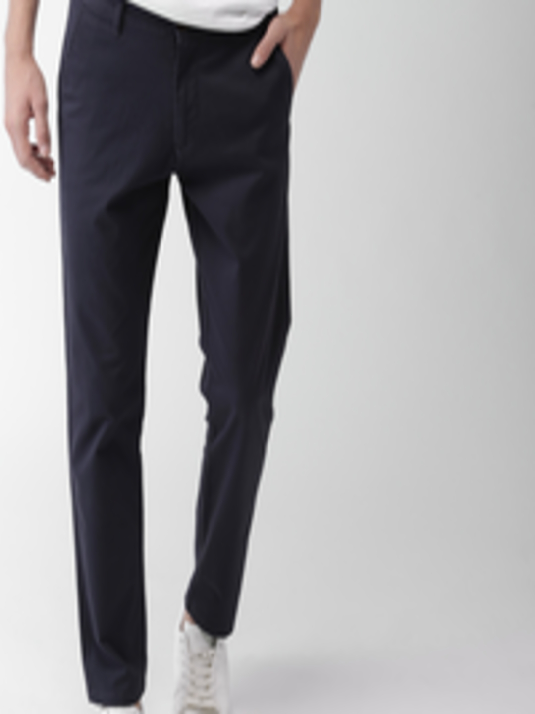 Buy Mast & Harbour Men Navy Blue Skinny Fit Solid Chinos - Trousers for ...