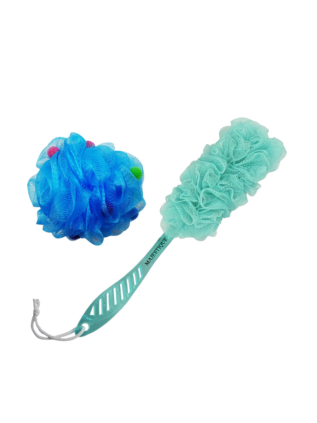 Buy MAJESTIQUE Set Of 2 Body Loofah Ball Round Loofah & Handle Loofah