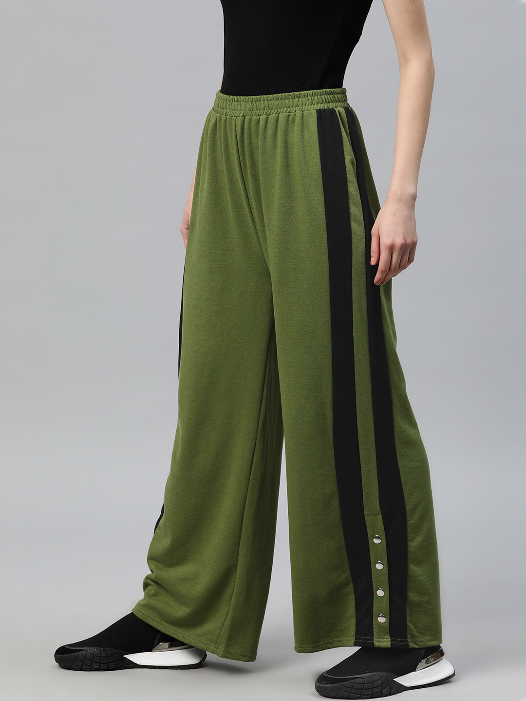 Laila Track Pant - White w black stripe