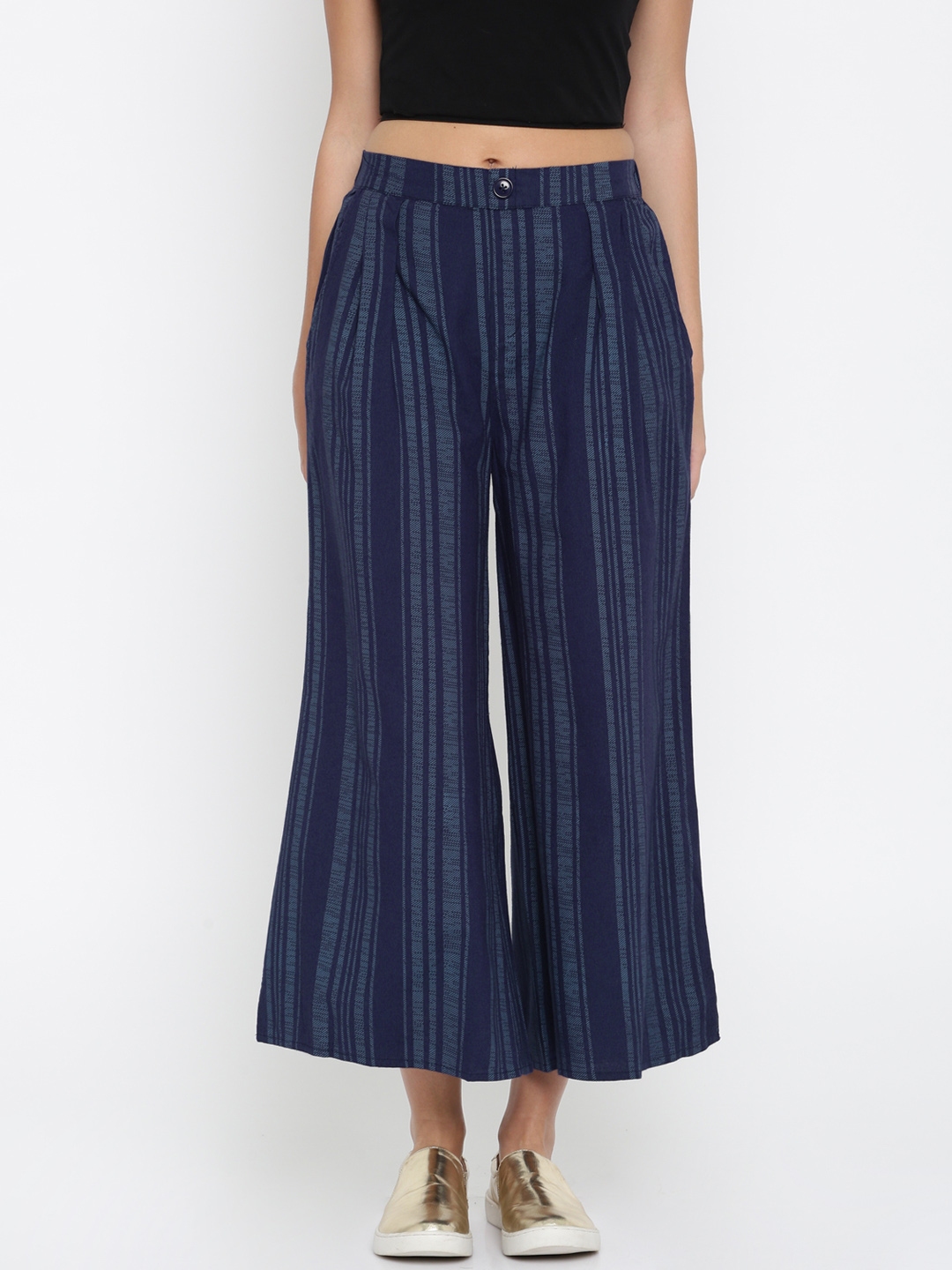 flared striped trousers