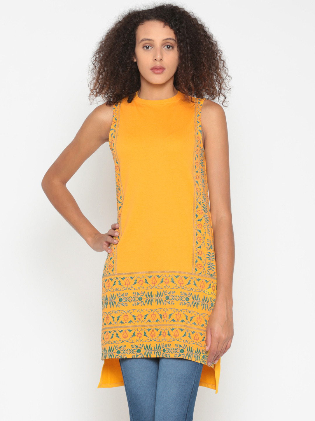 Buy People Yellow Printed Tunic Tunics for Women 2286298 Myntra