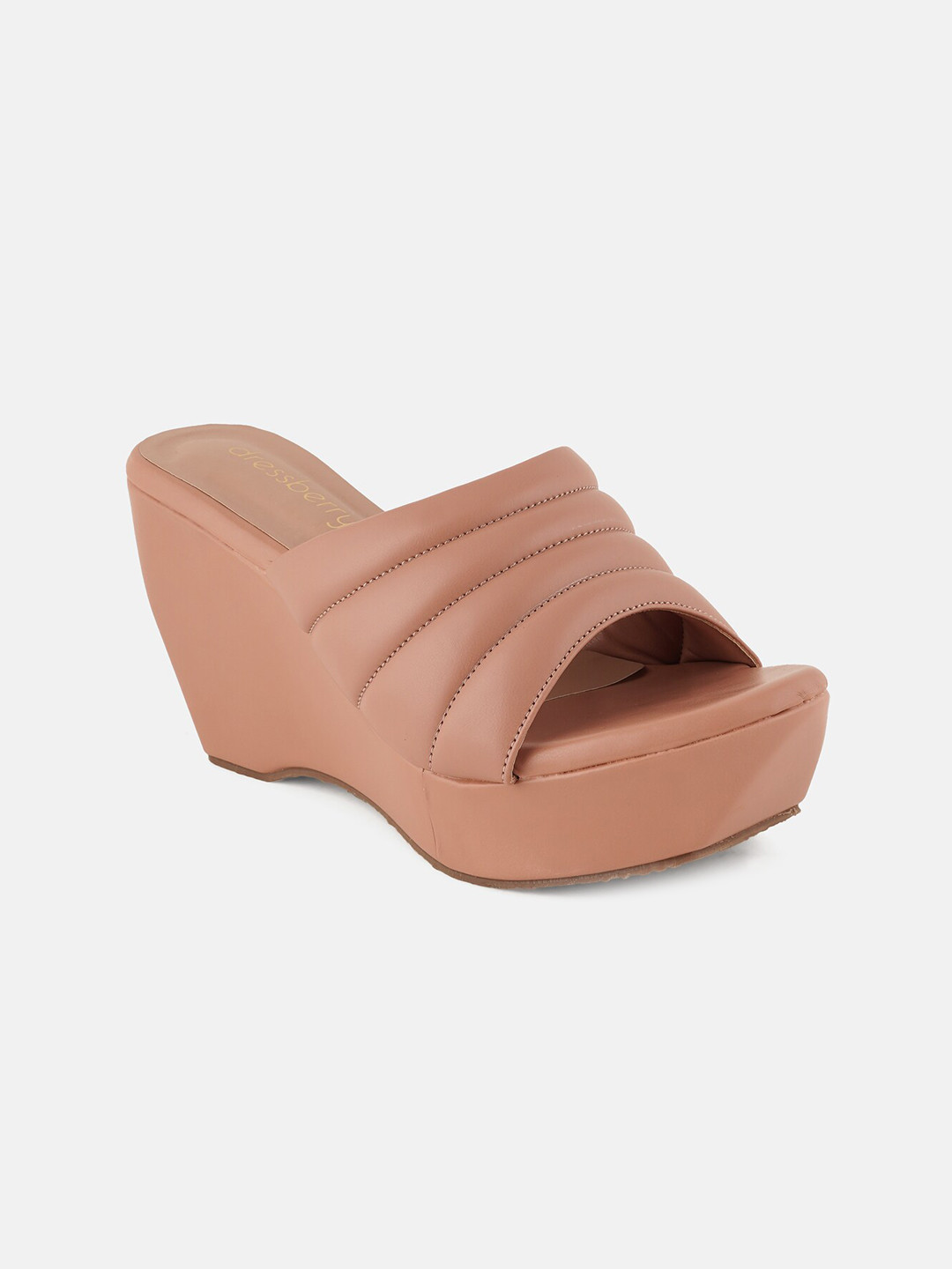 Buy DressBerry Peach Peep Toes Slip On Wedge Heels Heels for Women