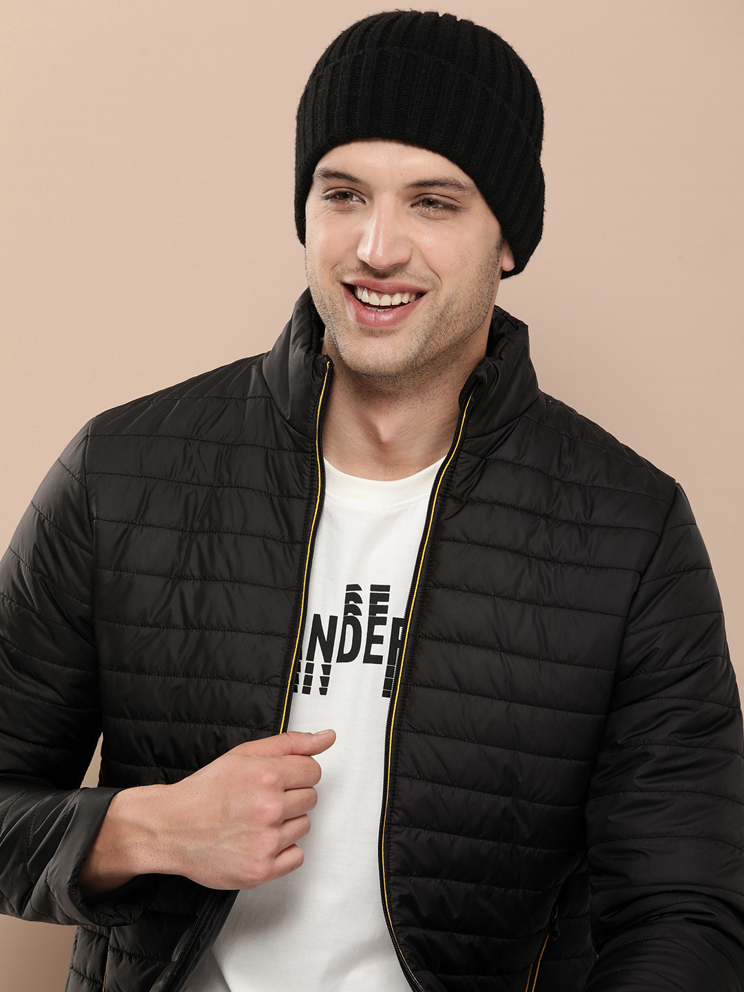 Butterfly and Roses on Geometric Men's Stand Collar Padded Jacket