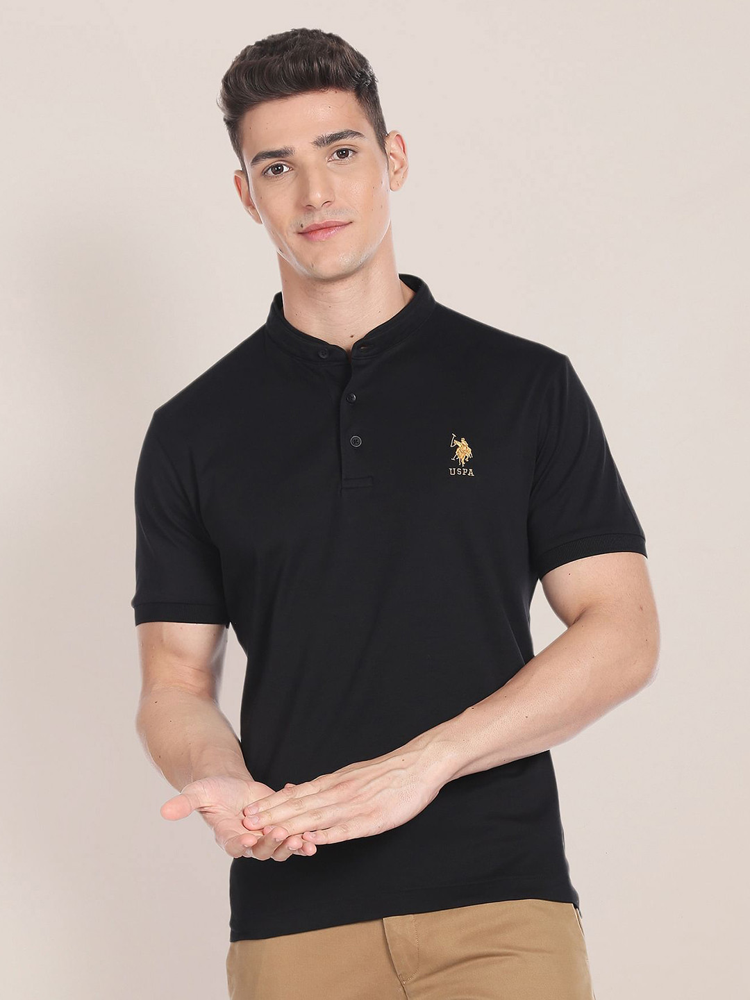 U.S. Polo Long Sleeve T-Shirt Black - Men's