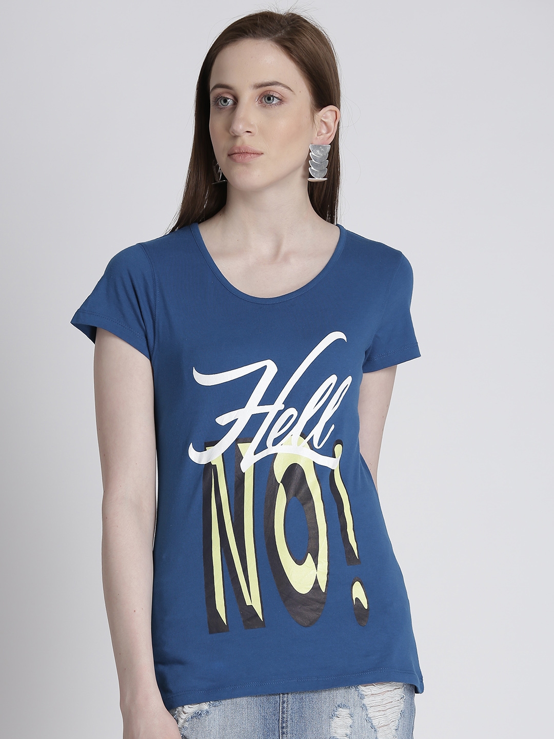 Buy Splash Women Blue Printed Scoop Neck T Shirt - Tshirts for Women ...
