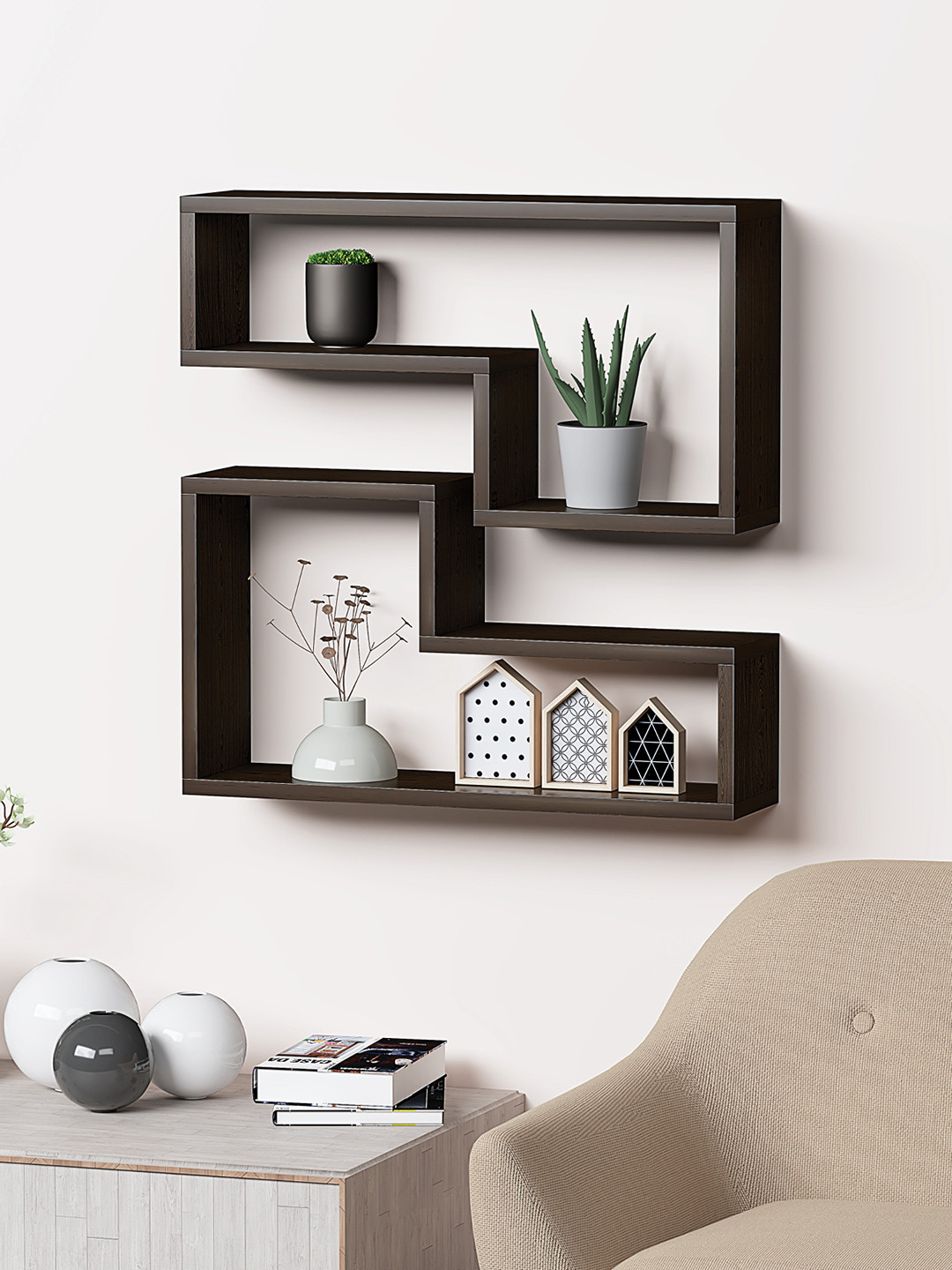 Buy RANDOM Brown Wooden Wall Shelves - Wall Shelves for Unisex 22893972 ...