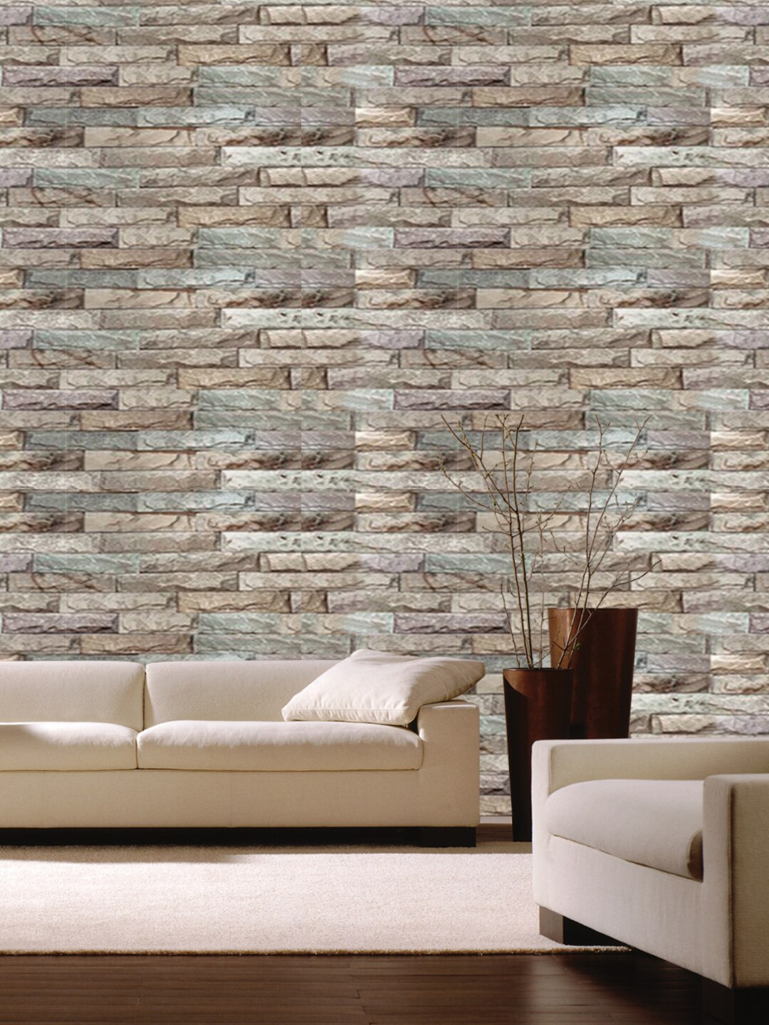 Buy Jaamso Royals Brown & Beige 3D Brick Design Self Adhesive Removable