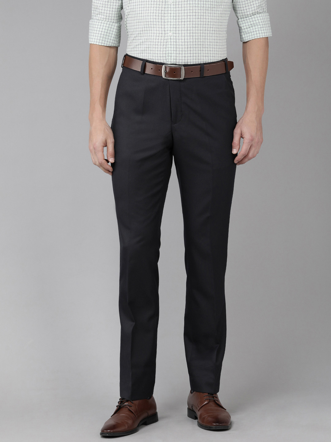 Buy Park Avenue Men Solid Smart Fit Formal Trousers - Trousers for Men ...