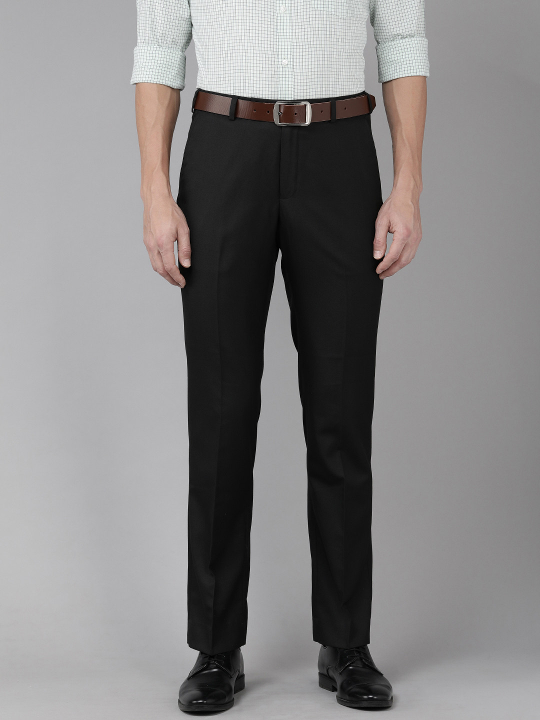 Buy Park Avenue Men Solid Smart Fit Formal Trousers - Trousers for Men ...