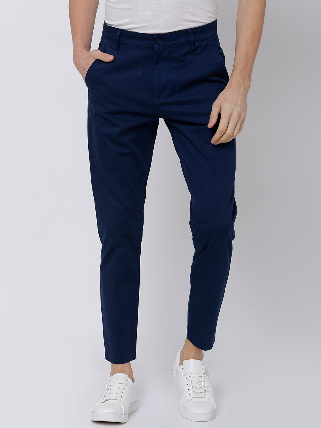 Buy HIGHLANDER Men Blue Tapered Fit Chinos - Trousers for Men 2290041 ...