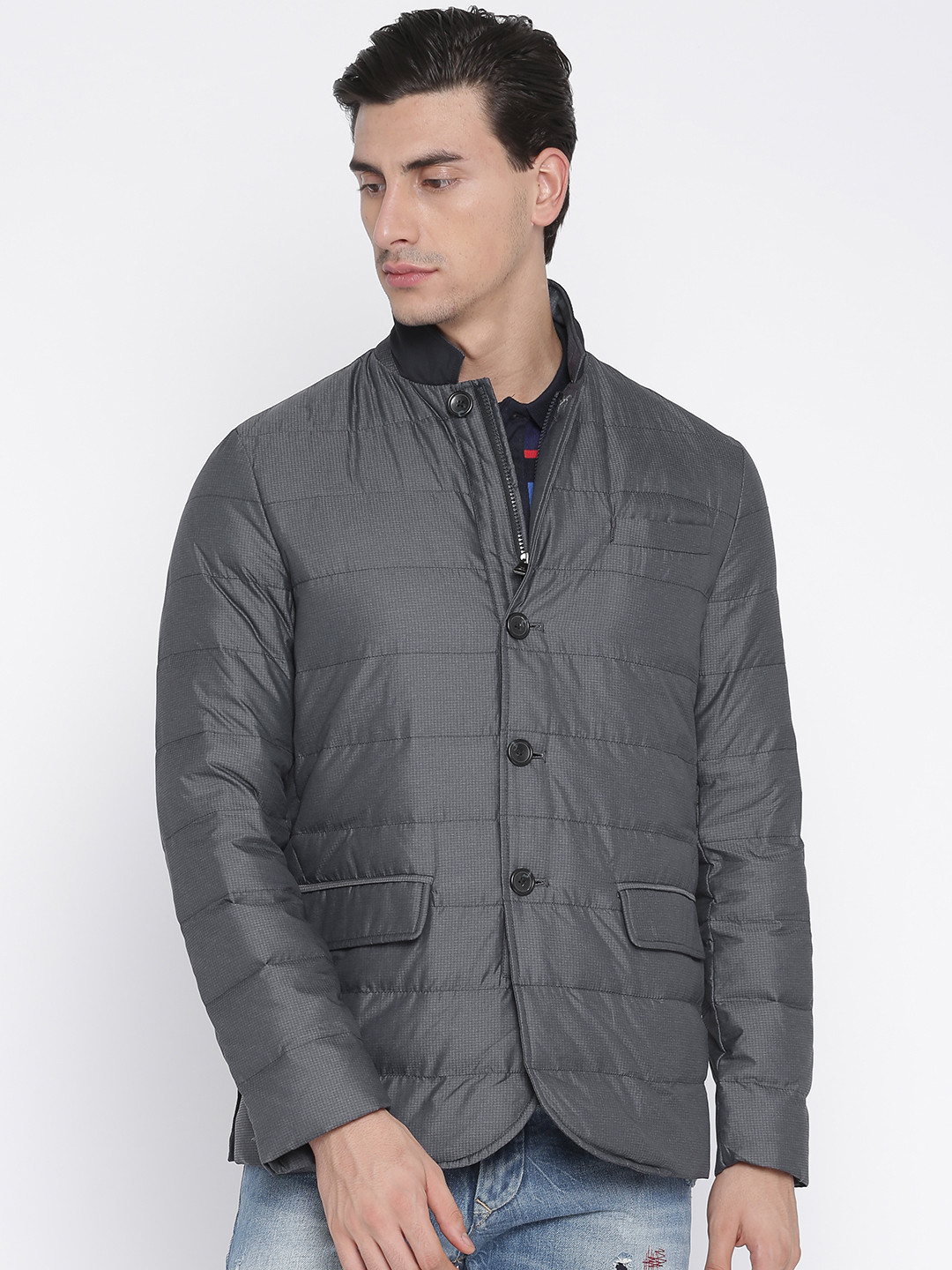 Buy Tommy Hilfiger Men Navy Blue Solid Padded Jacket Jackets for Men