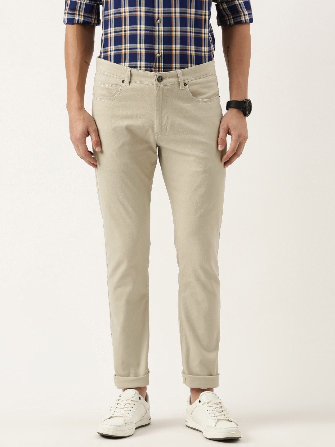 Buy Peter England Men Slim Fit Chinos Trousers Trousers for Men