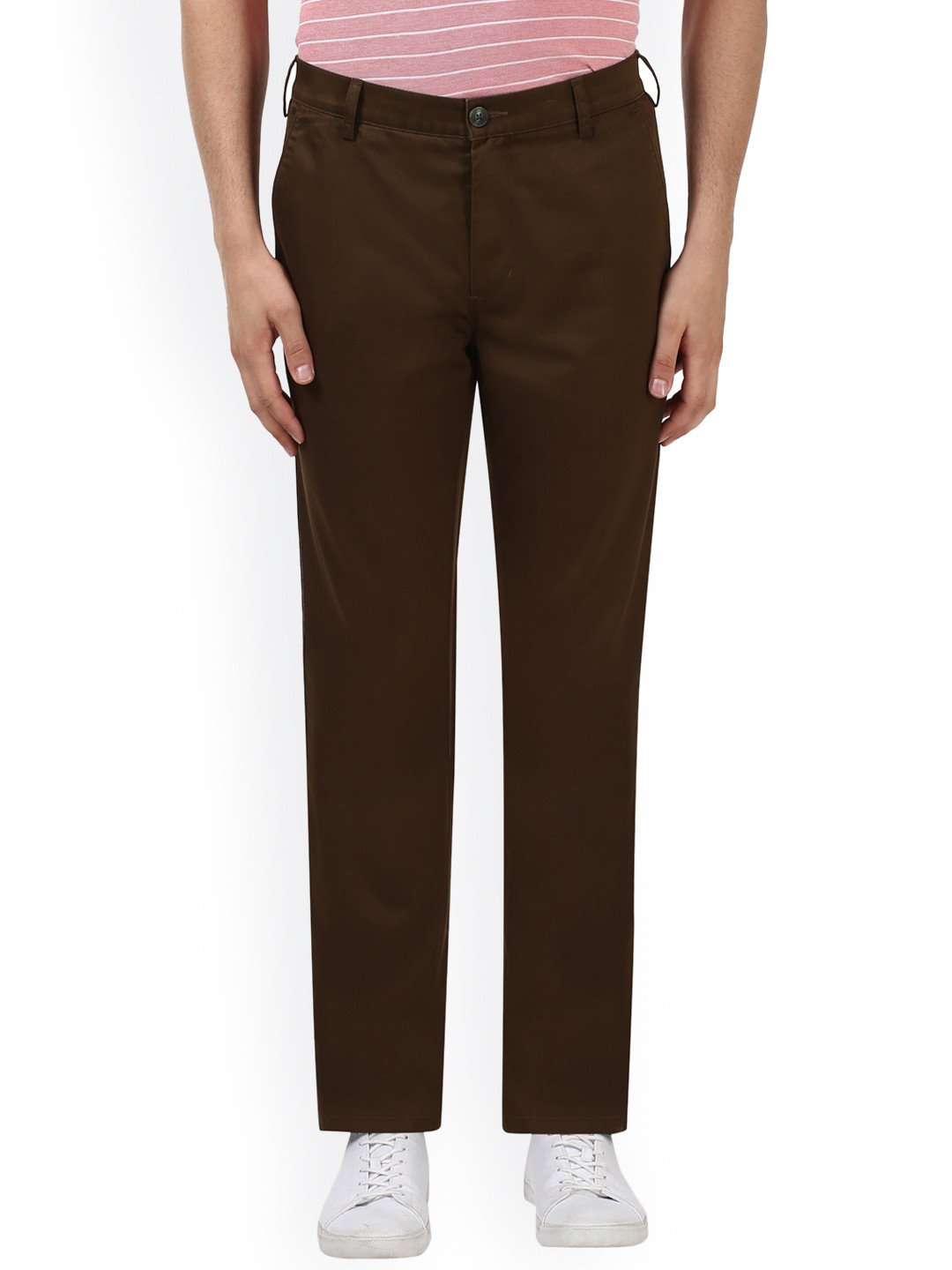 Buy ColorPlus Men Brown Slim Fit Solid Formal Trousers Trousers for