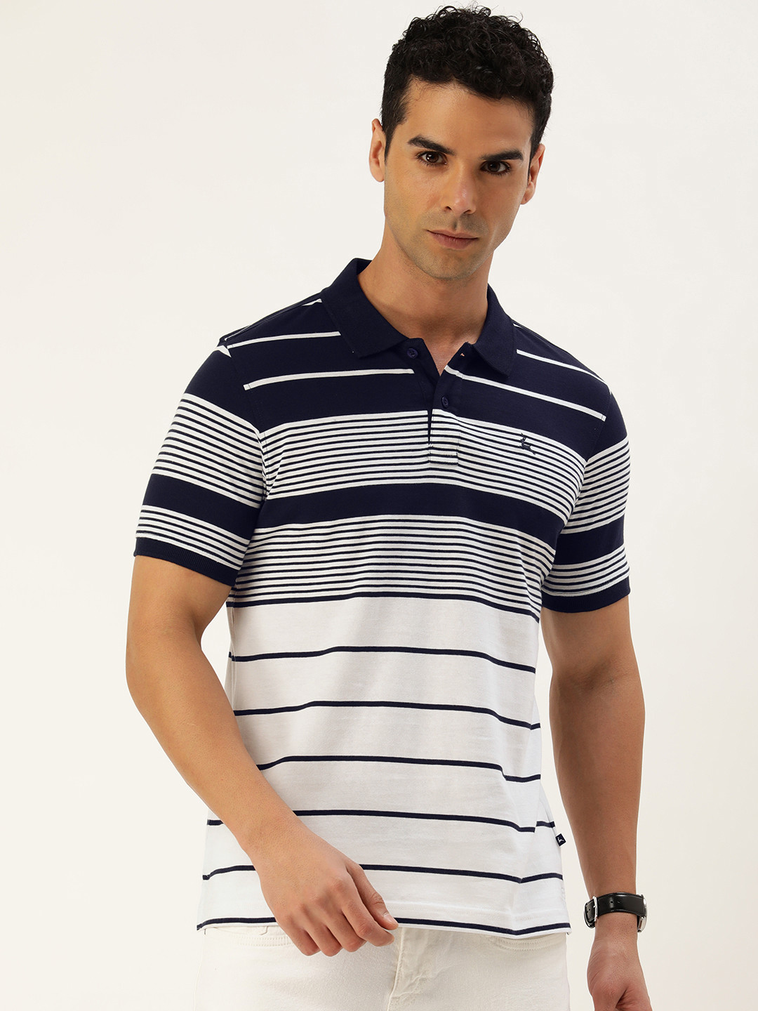 Buy Parx Striped Polo Collar Pure Cotton T Shirt - Tshirts for Men ...