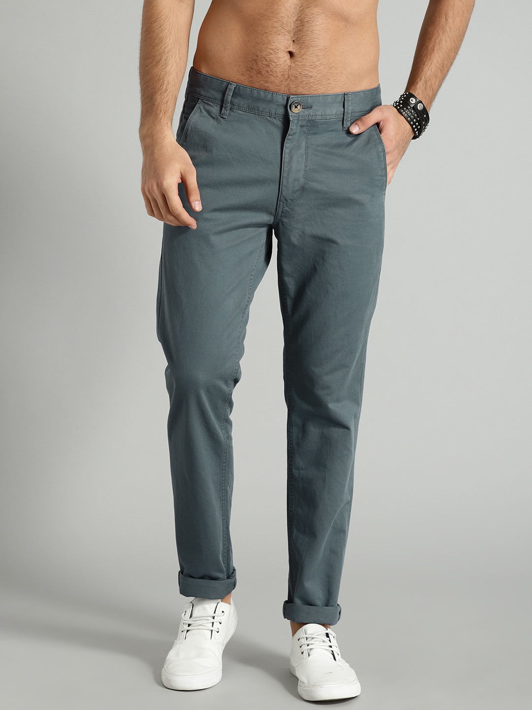 Buy Roadster Men Grey Slim Fit Chinos - Trousers for Men 2291754 | Myntra