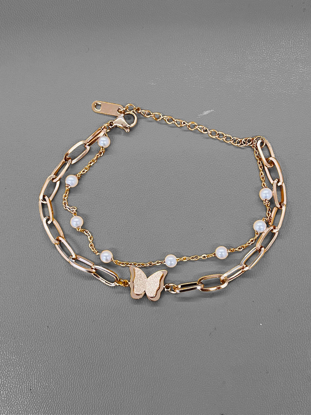 Buy MYKI Rose Gold Plated Beaded Link Bracelet Bracelet for Women