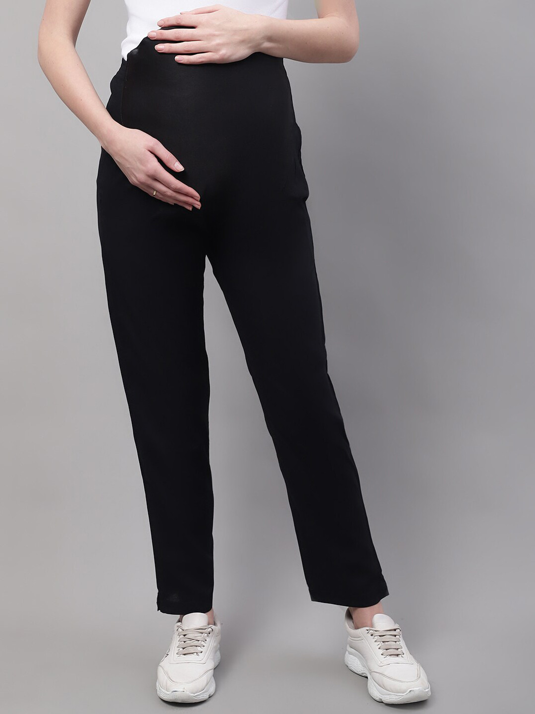 Buy Moms Maternity Women Mid Rise Relaxed Mom Fit Maternity Trousers