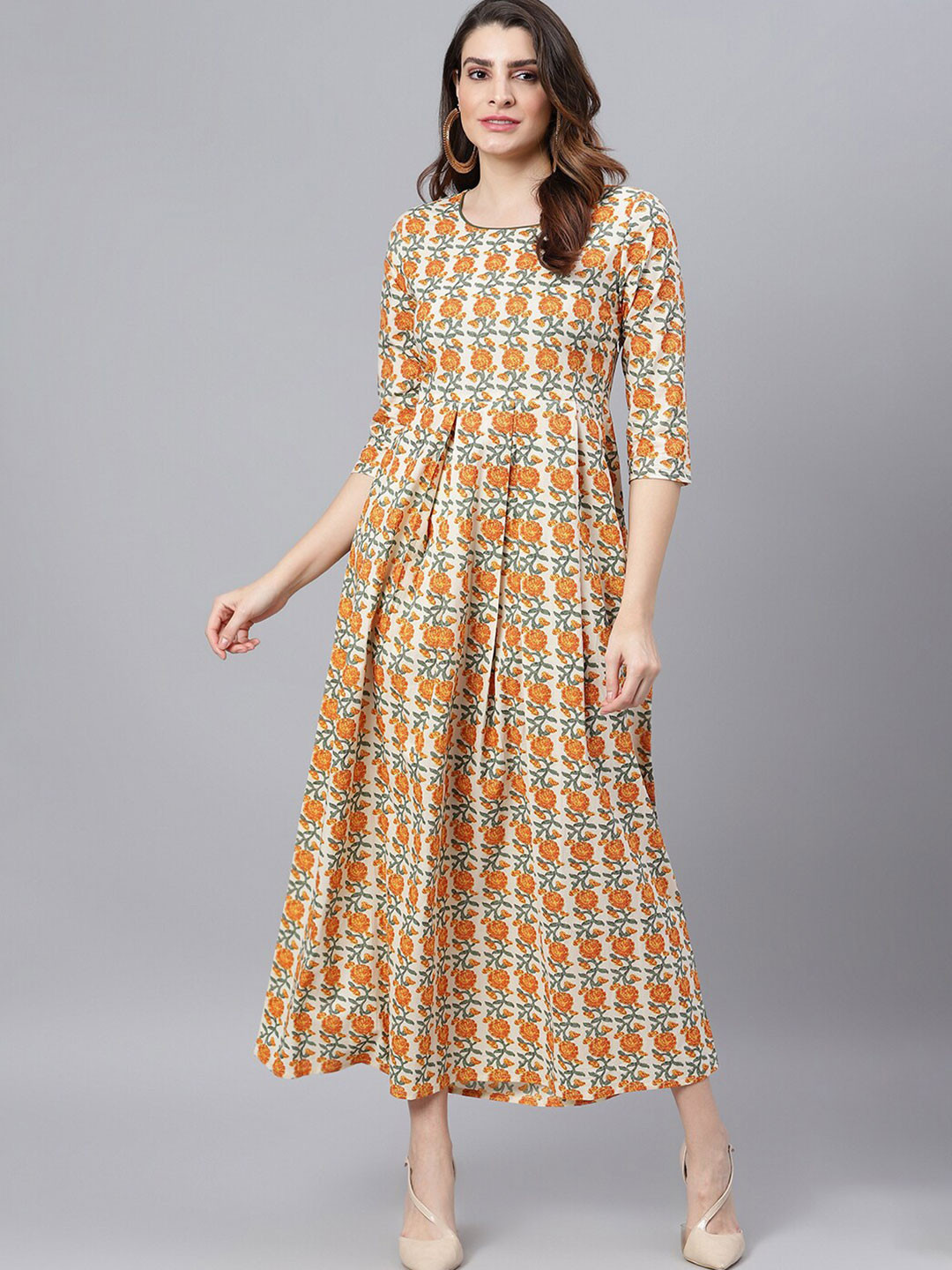 Idalia Women's Multicolor Printed Cotton Dress – Elegant Ethnic & Party Wear For Festive Occasions 10 thumbnail image