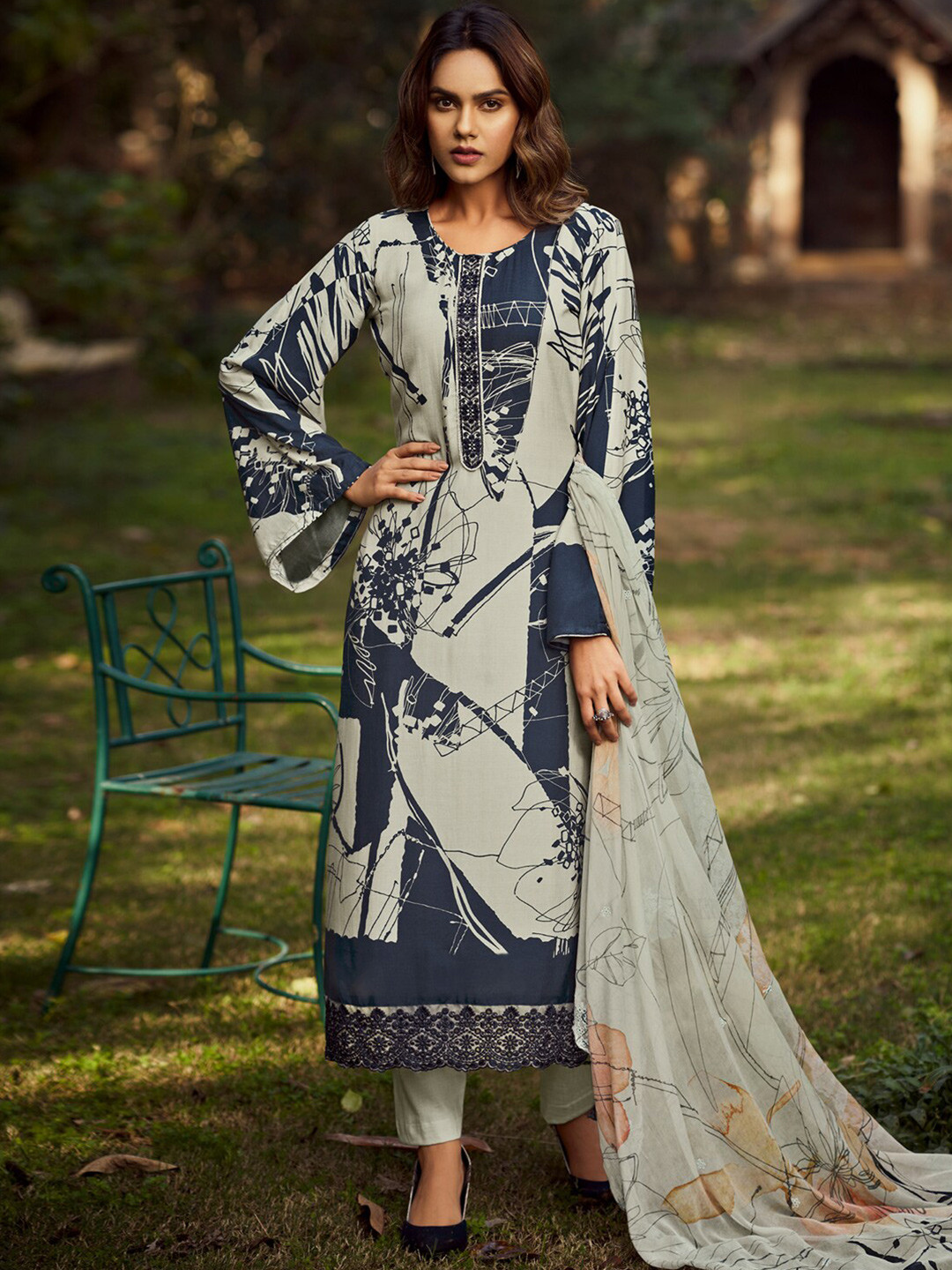 Buy Stylee LIFESTYLE Digital Printed Pure Silk Unstitched Dress