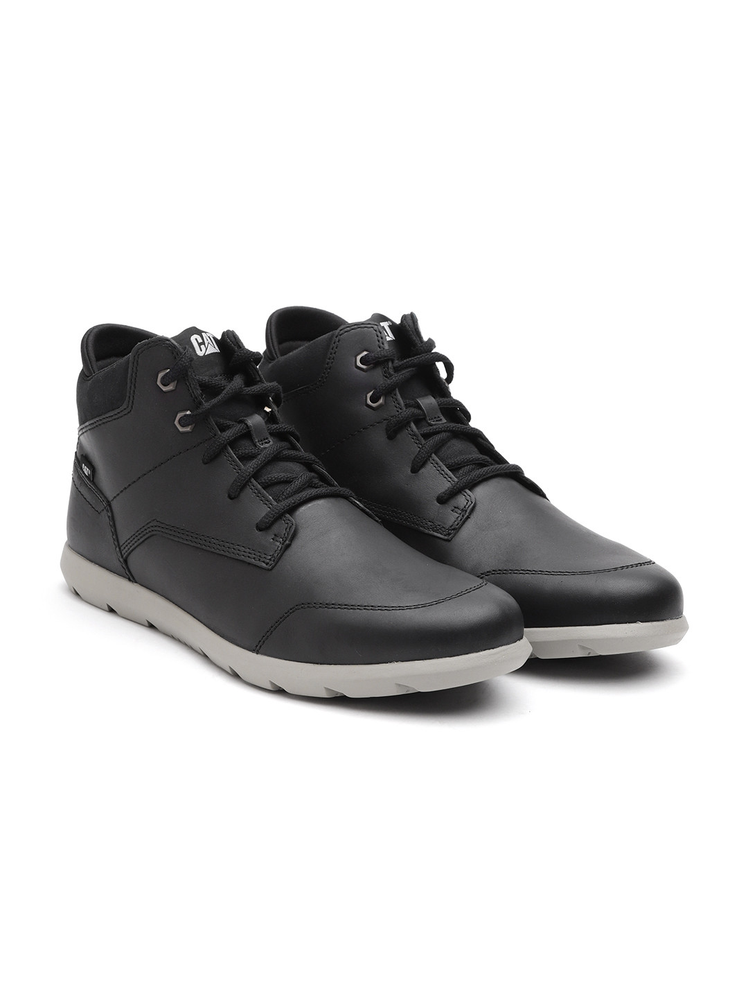 Buy CAT Men Black Solid Leather Mid Top Sneakers Casual Shoes for Men