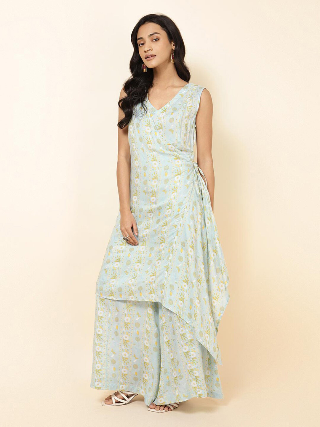 Buy Fabindia Blue Floral Printed Basic Ethnic Jumpsuit Jumpsuit for