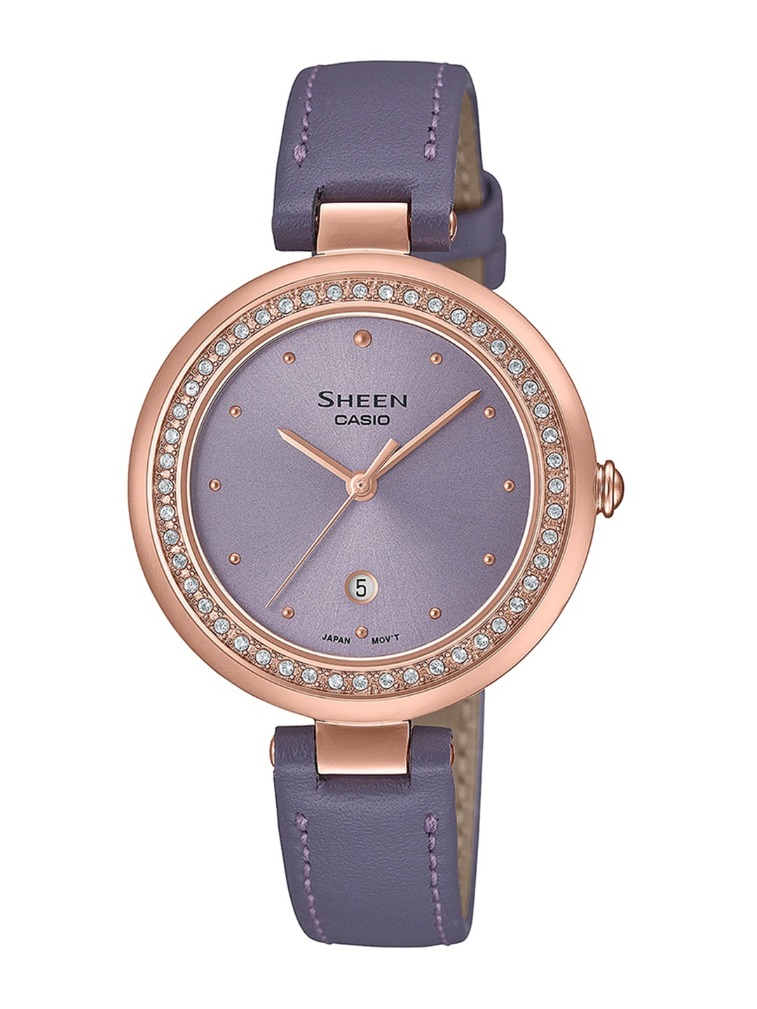Buy CASIO Women Sheen Embellished Dial Leather Straps Analogue Watch SH299 - Watches for Women ...