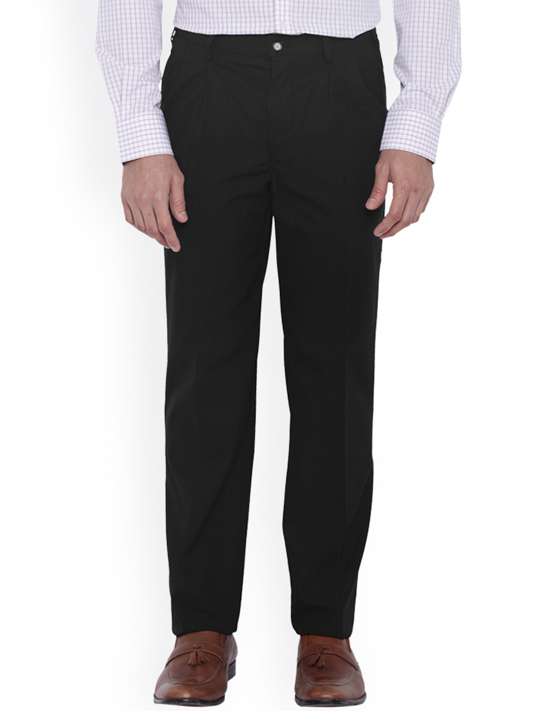 Buy Park Avenue Men Black Slim Fit Solid Formal Trousers - Trousers for ...
