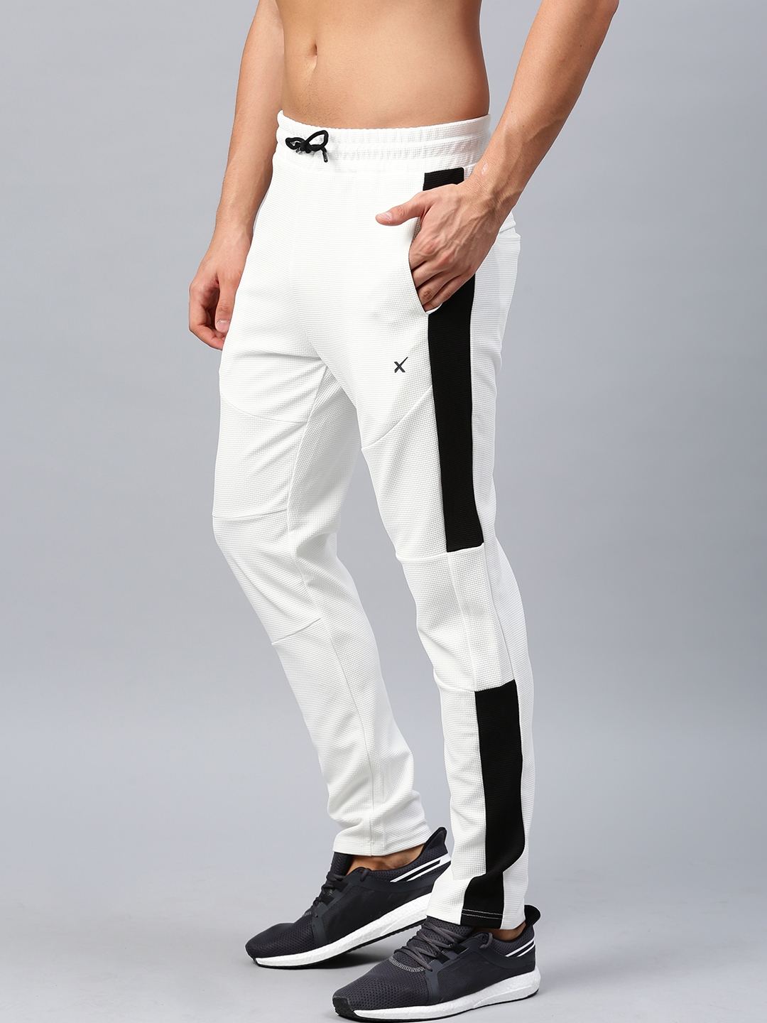 white track pants outfit