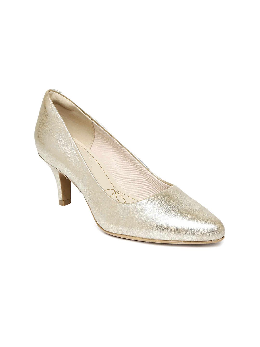 Buy Clarks Women Muted Gold Toned Isidora Faye Leather Pumps Heels for Women 2293977 Myntra