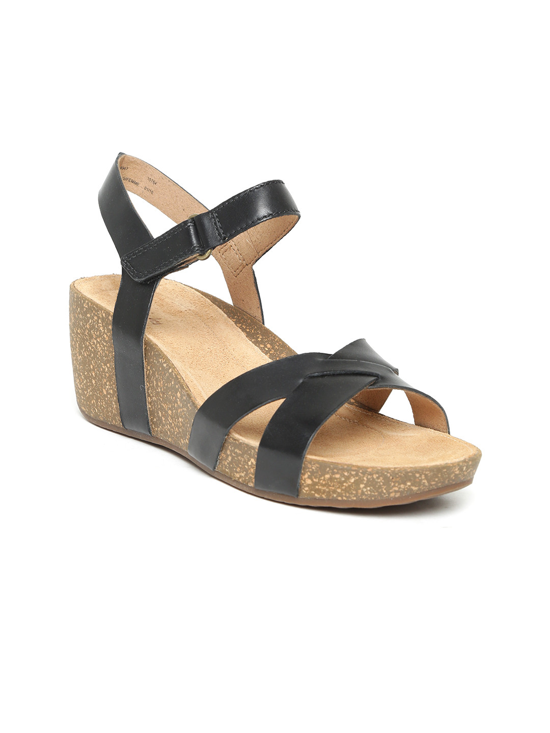 clarks black wedges