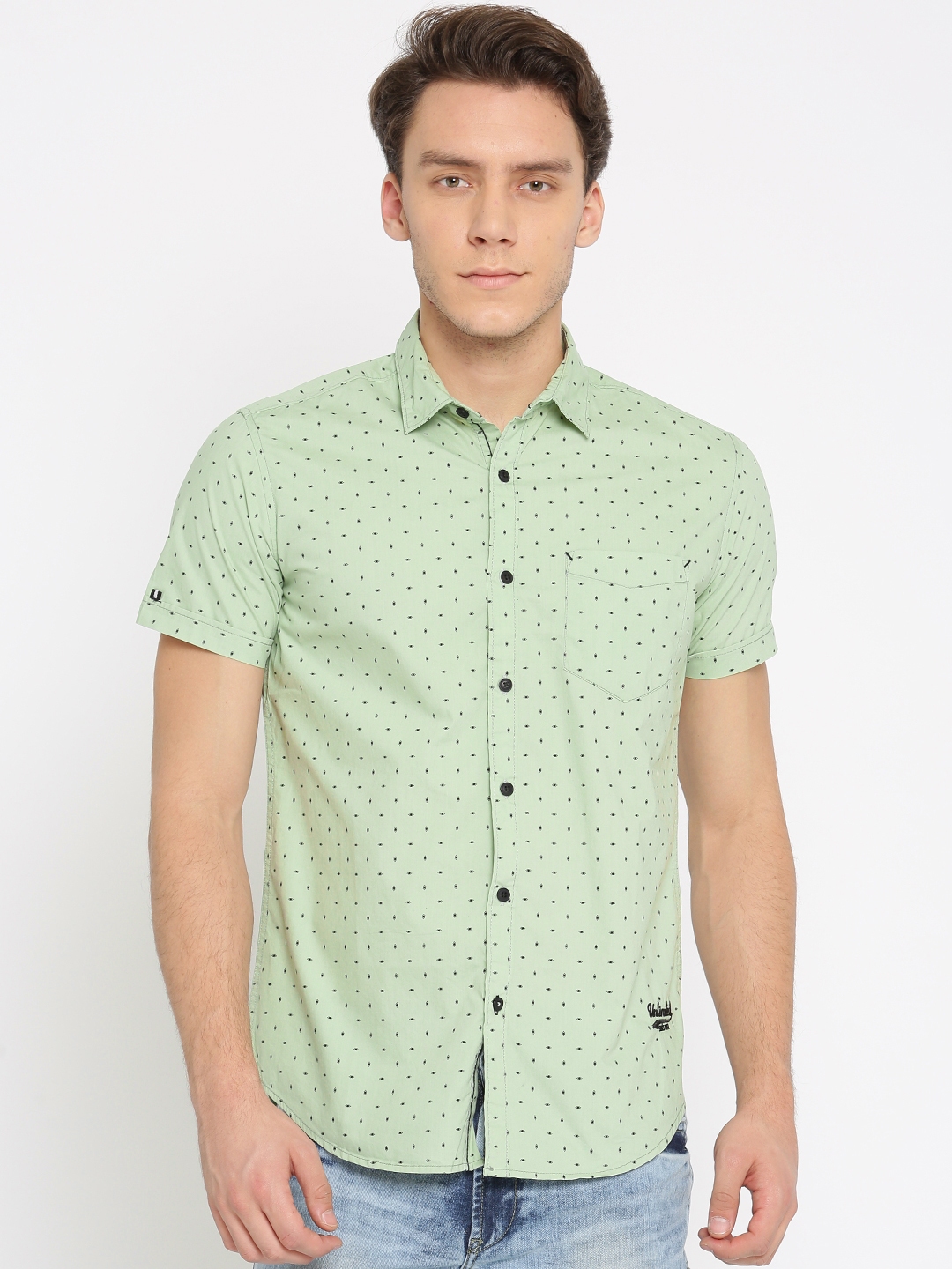 Buy Ecko Unltd Men Green Slim Fit Printed Casual Shirt - Shirts for Men ...