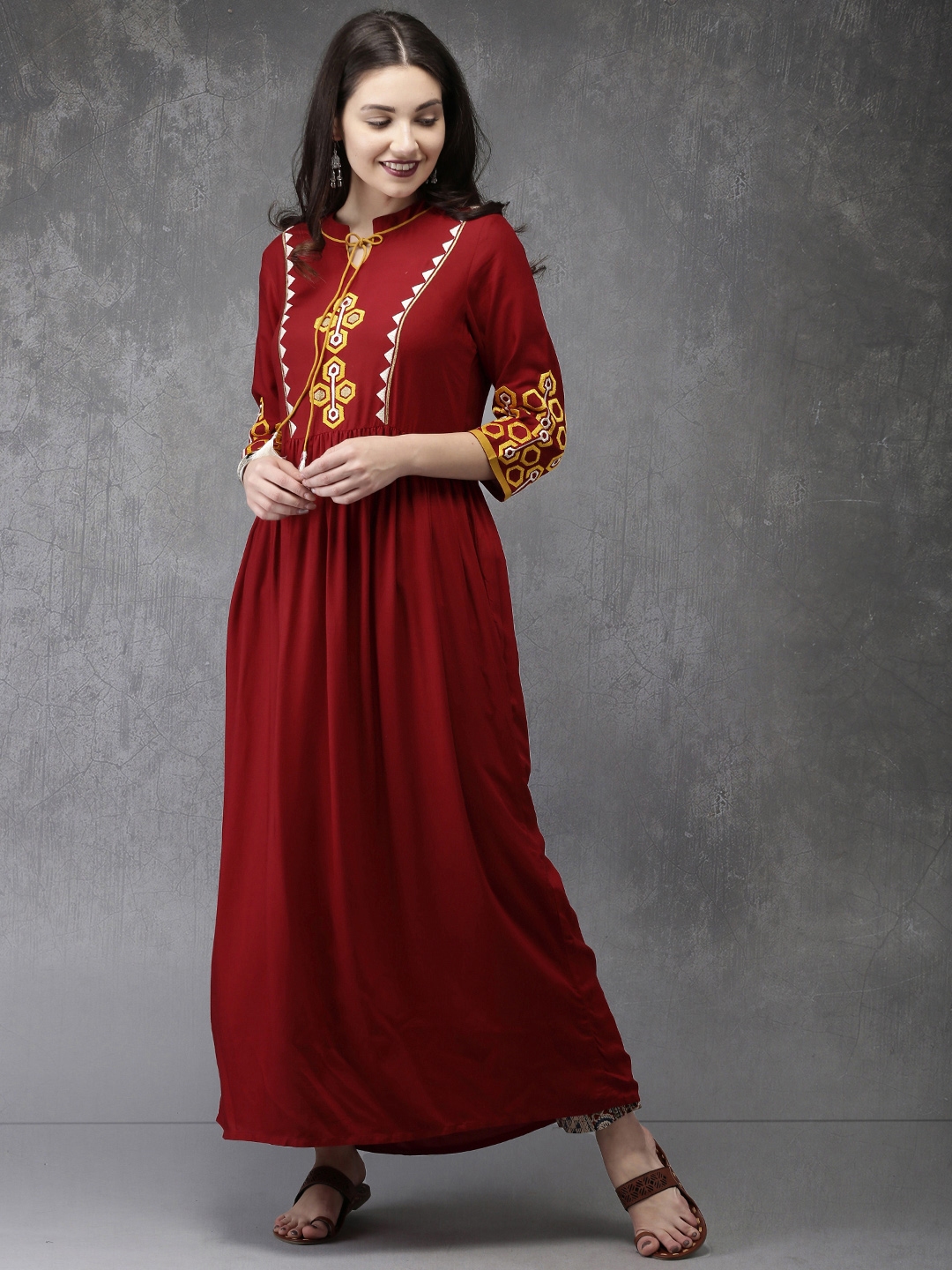 anouk maroon kurta set