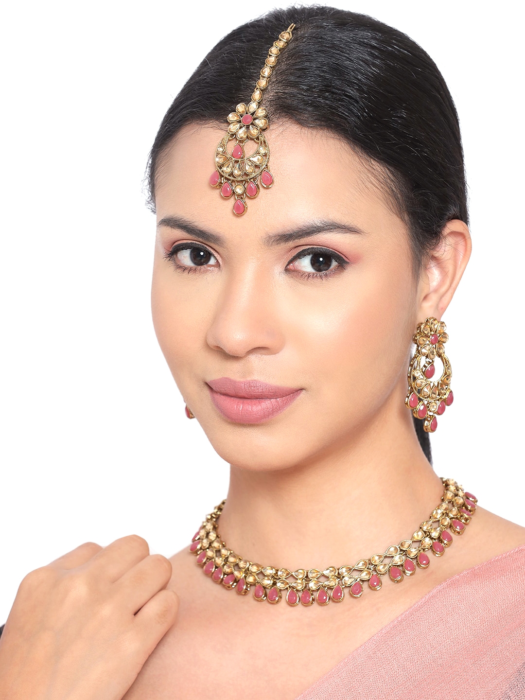 Buy Anouk Gold Toned & Cream Gold Plated Kundan Studded And Beaded