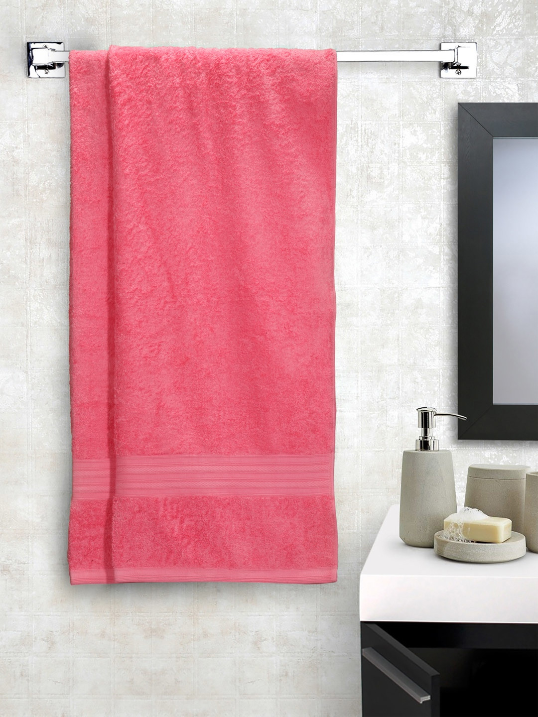 Buy Portico New York Set Of 2 Pink 450 GSM Bath Towels Towel Set for Unisex 2294636 Myntra