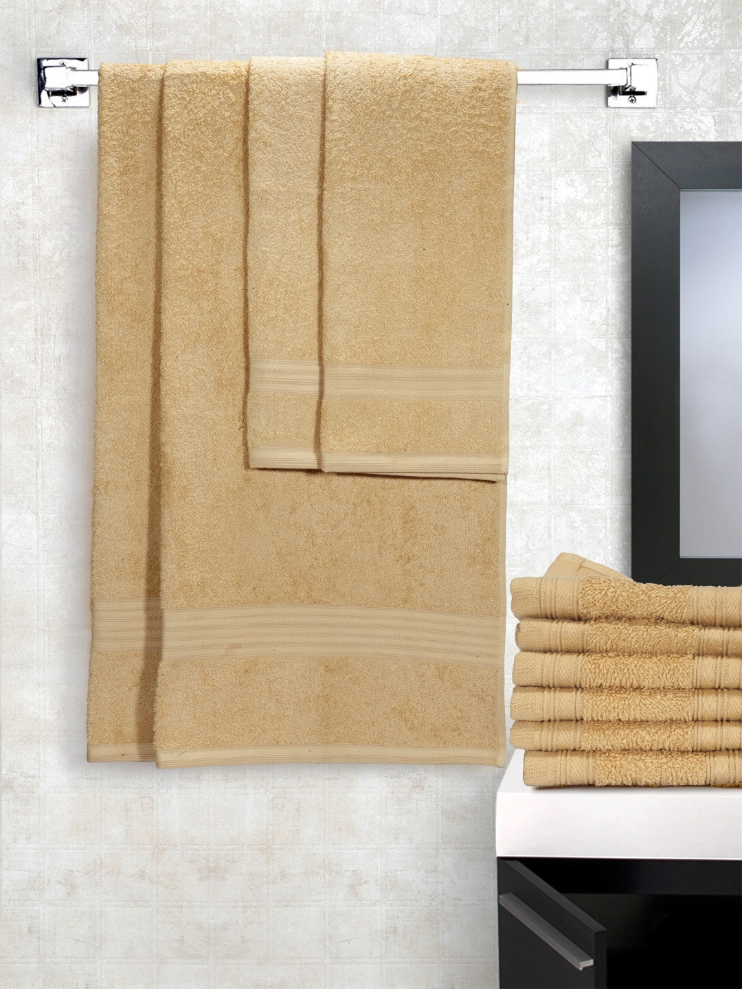 Buy Portico New York Set Of 10 Beige Towels Towel Set for Unisex 2294657 Myntra