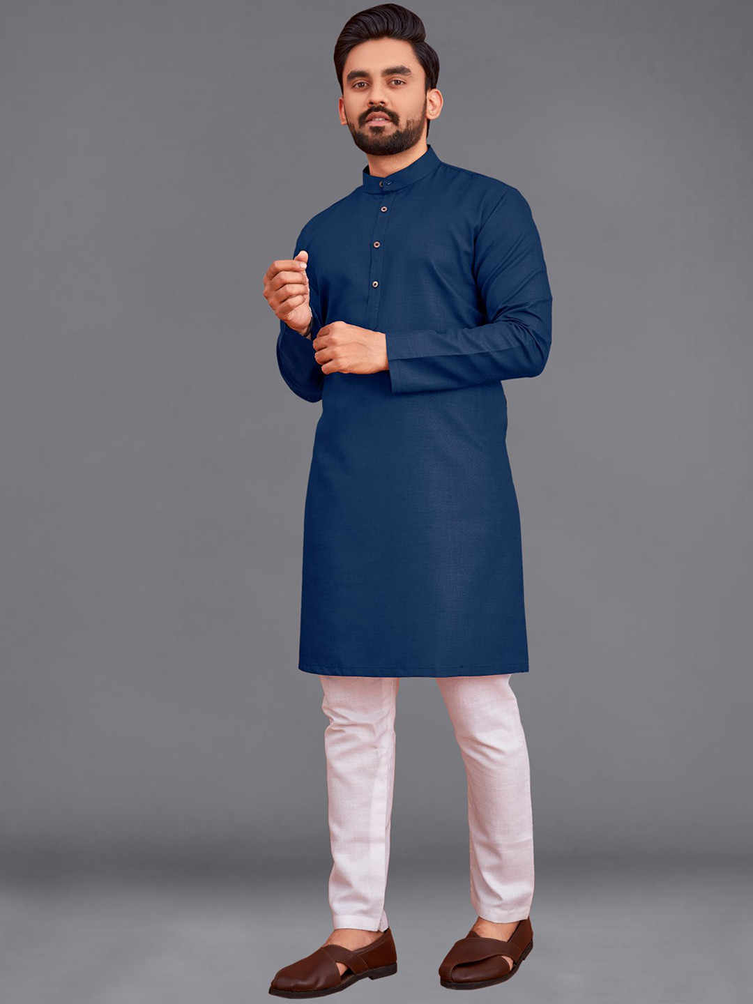 Buy Allan Peter Band Collar Cotton Kurta Kurtas for Men 22951838 Myntra
