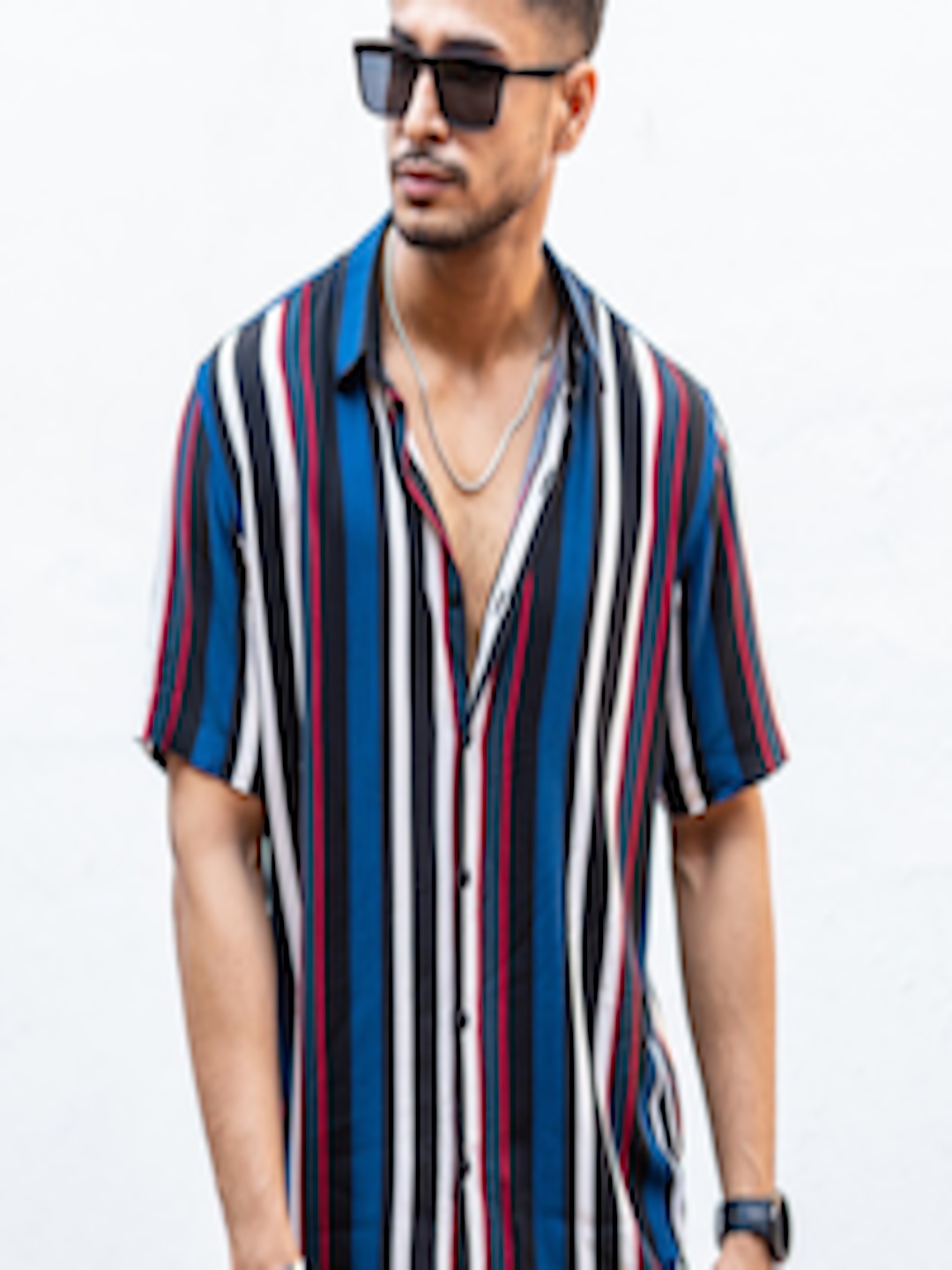 Buy Powerlook India Slim Vertical Multi Striped Knitted Casual Shirt ...