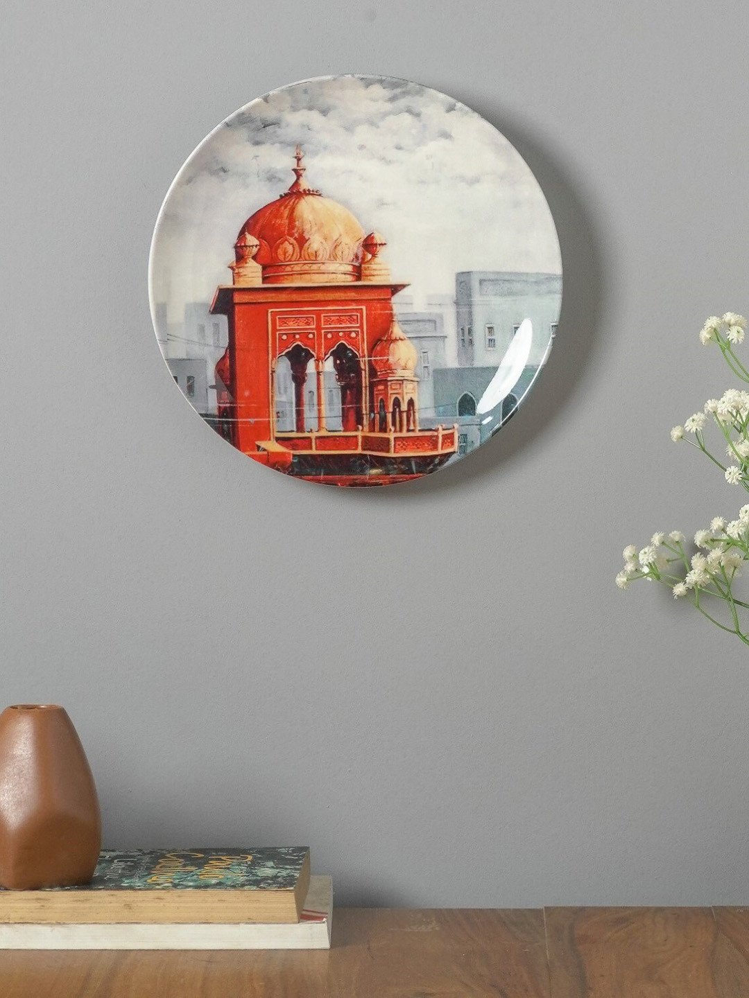 Buy The Decor Mart White & Red Heritage Monument Printed Ceramic Wall