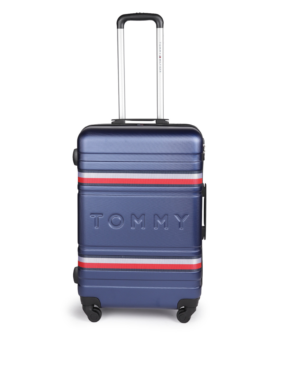 Buy Tommy Hilfiger Brand Logo Textured Medium Trolley Bag 68 Litres