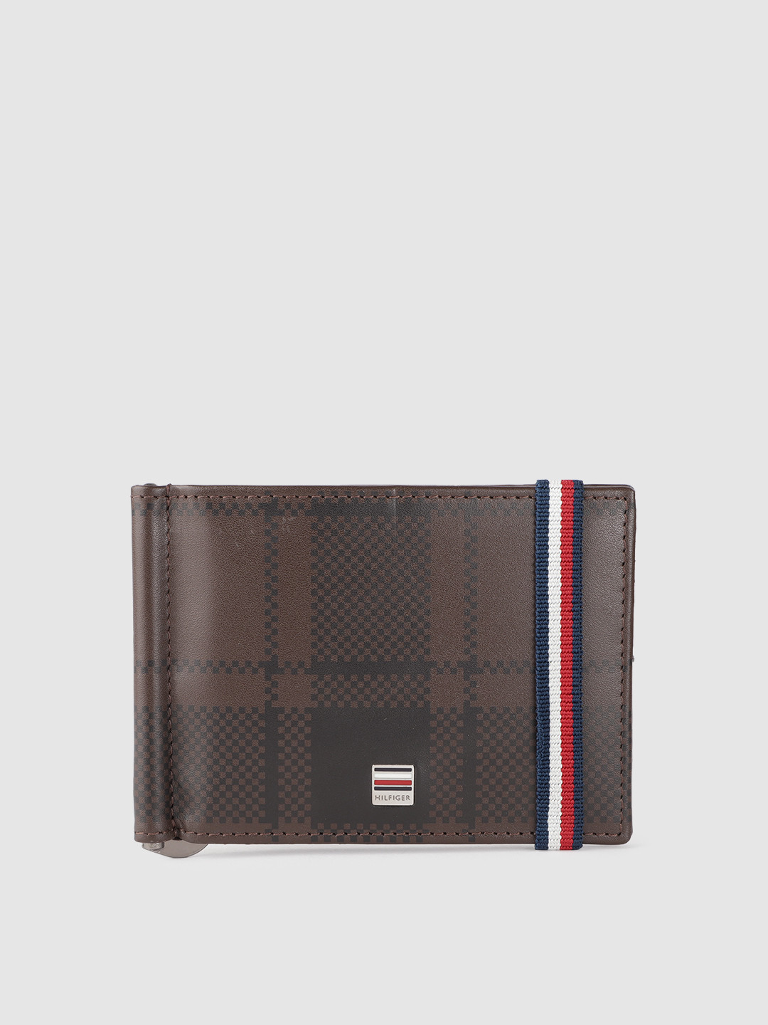 Buy Tommy Hilfiger Men Checked Leather Money Clip Wallets for Men