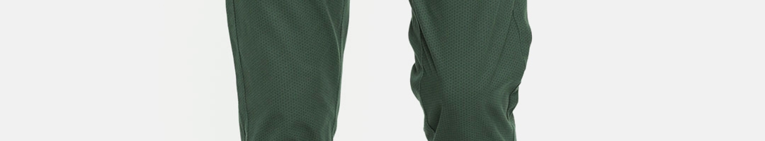 Buy U.S. Polo Assn. Men Olive Green Slim Fit Printed Regular Trousers ...