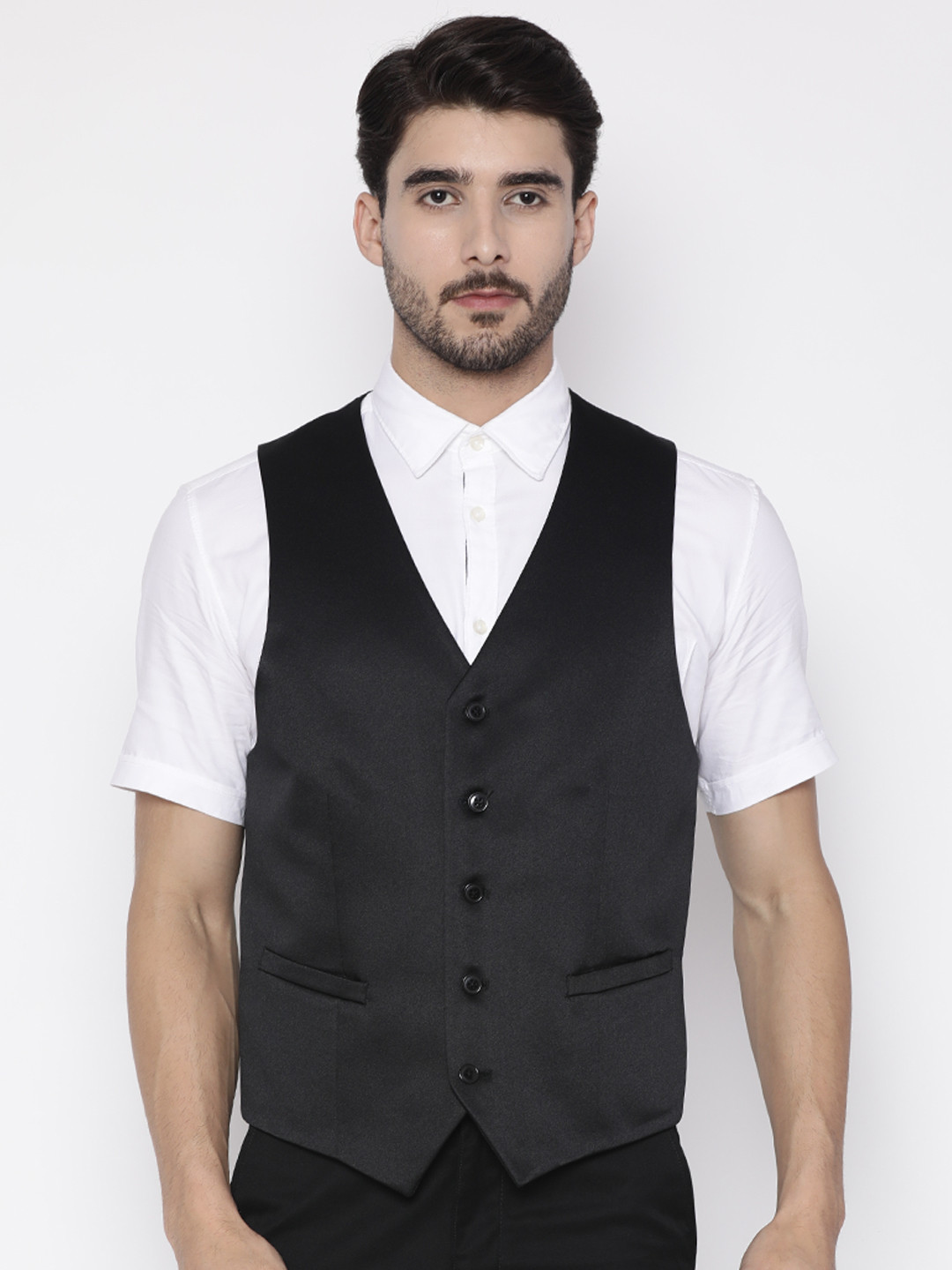 Buy Theme Men Black Solid Waistcoat Waistcoat for Men 2297751 Myntra