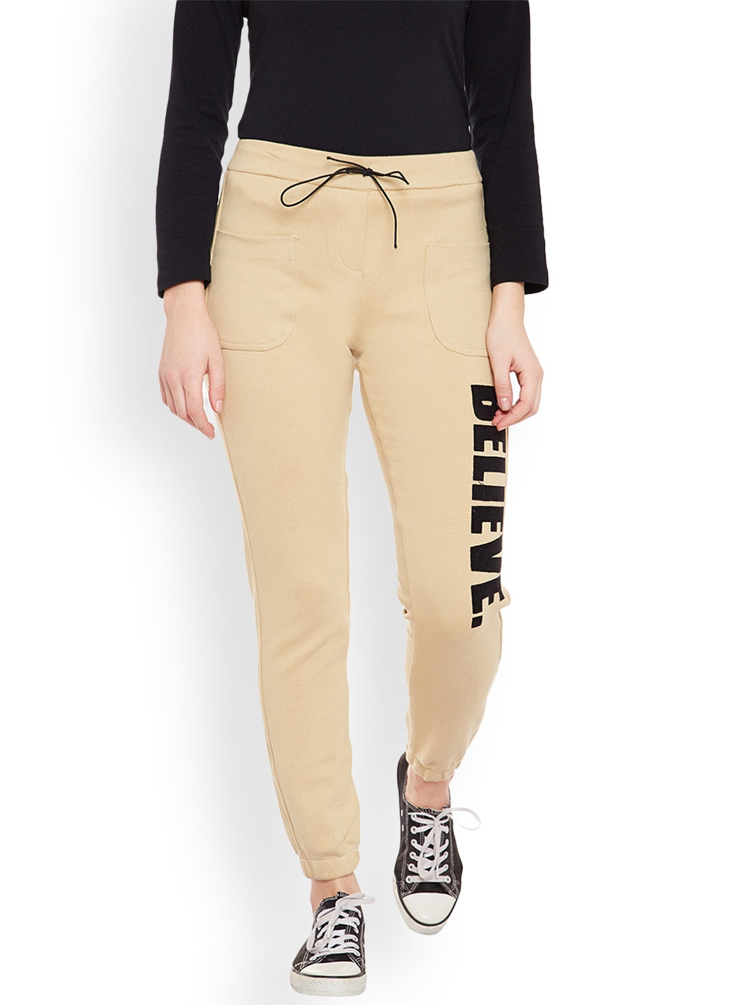 womens joggers beige