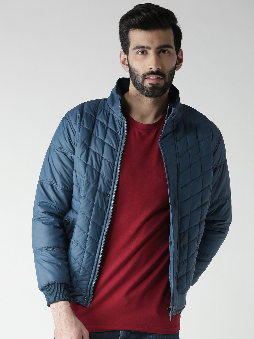 Buy Okane Men Teal Blue Solid Bomber Jacket Jackets for Men 2299132