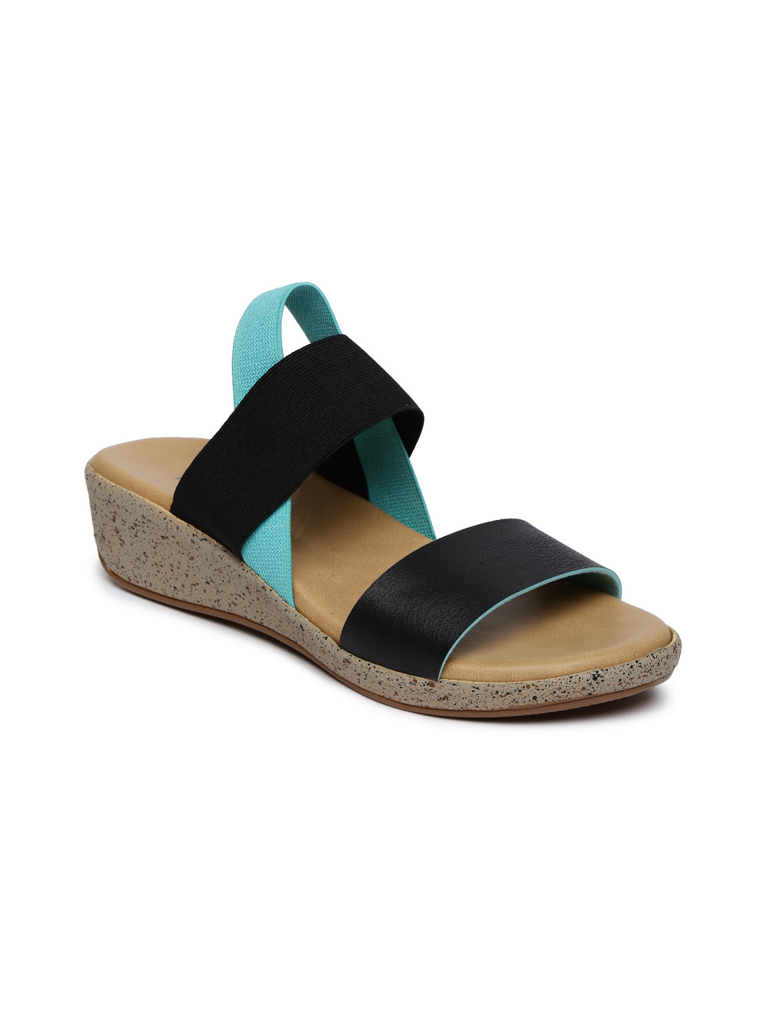 Buy Inc 5 Women Black & Blue Colourblocked Wedges Heels for Women